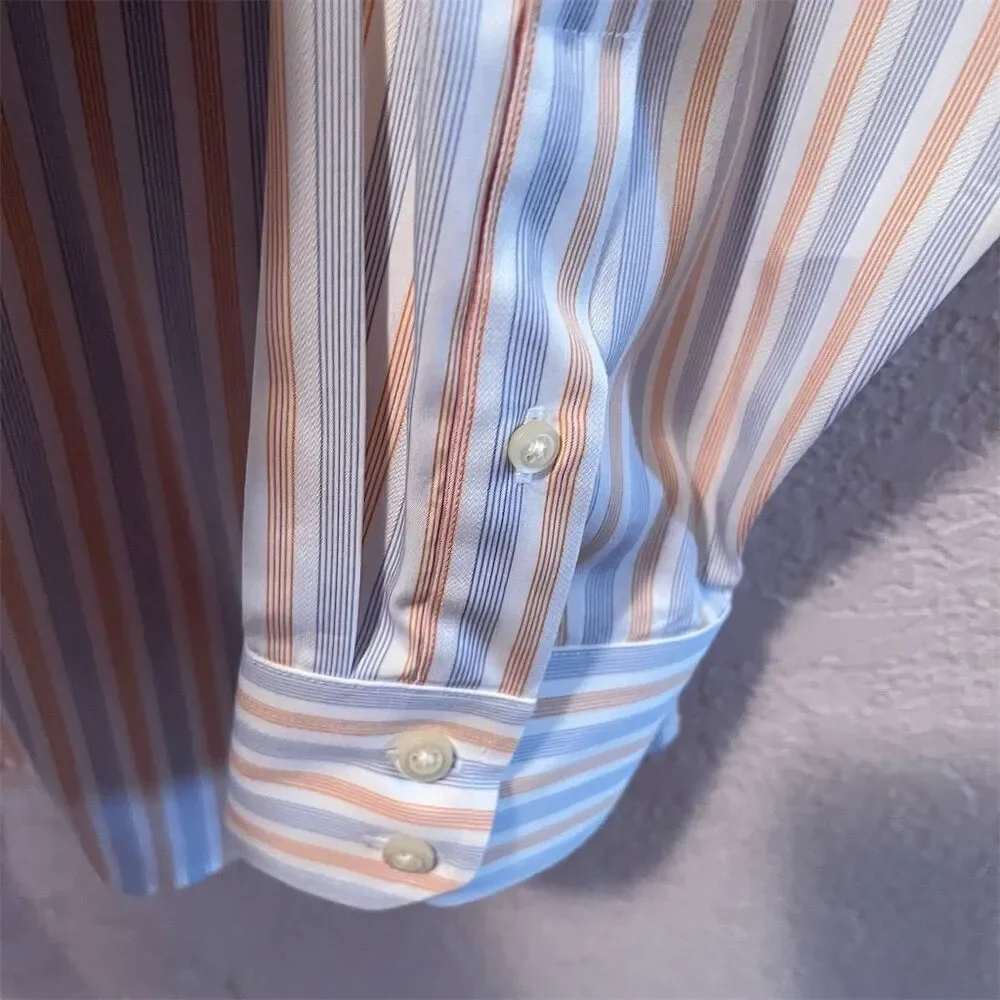 *30off3* Banana Republic Men's XL Slim Fit‎ Striped Dress Shirt Non-Iron
